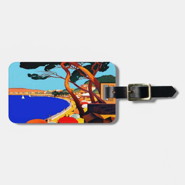 Vintage Cote D'Azur French Travel Luggage Tag (Front Horizontal)