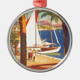 Vintage Cote D'Azur French Travel Metal Tree Decoration