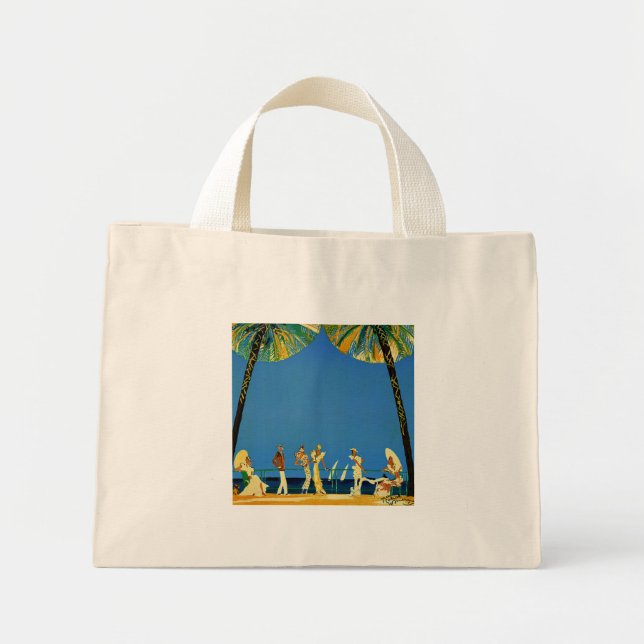 Vintage Cote D'Azur French Travel Mini Tote Bag (Front)