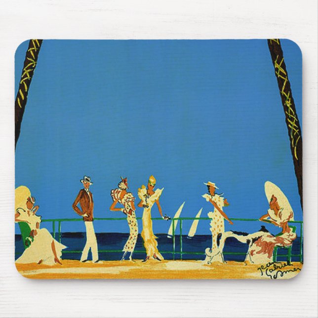 Vintage Cote D'Azur French Travel Mouse Mat (Front)
