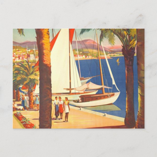 Vintage Cote D'Azur French Travel Postcard (Front)