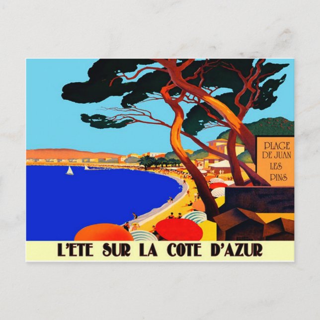 Vintage Cote D'Azur French Travel Postcard (Front)