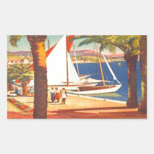 Vintage Cote D'Azur French Travel Rectangular Sticker