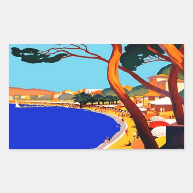 Vintage Cote D'Azur French Travel Rectangular Sticker (Front)