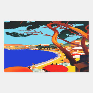 Vintage Cote D'Azur French Travel Rectangular Sticker