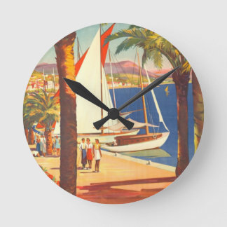 Vintage Cote D'Azur French Travel Round Clock