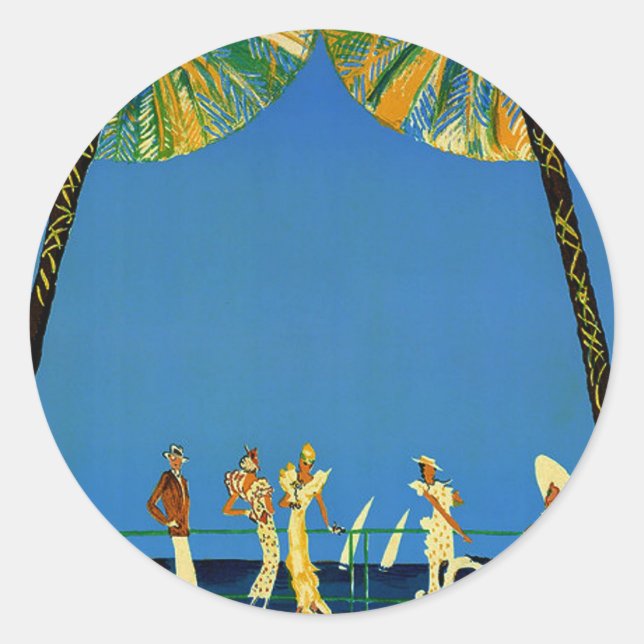 Vintage Cote D'Azur French Travel Round Stickers (Front)