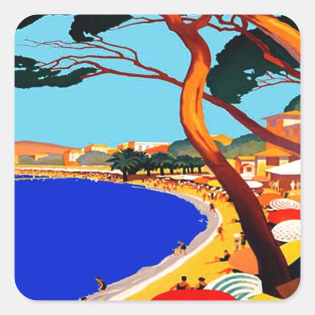 Vintage Cote D'Azur French Travel Square Sticker (Front)