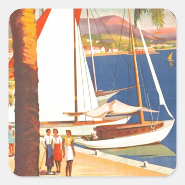 Vintage Cote D'Azur French Travel Square Sticker (Front)