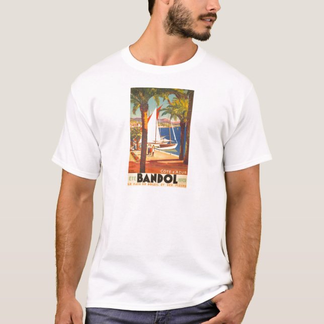 Vintage Cote D'Azur French Travel T-Shirt (Front)