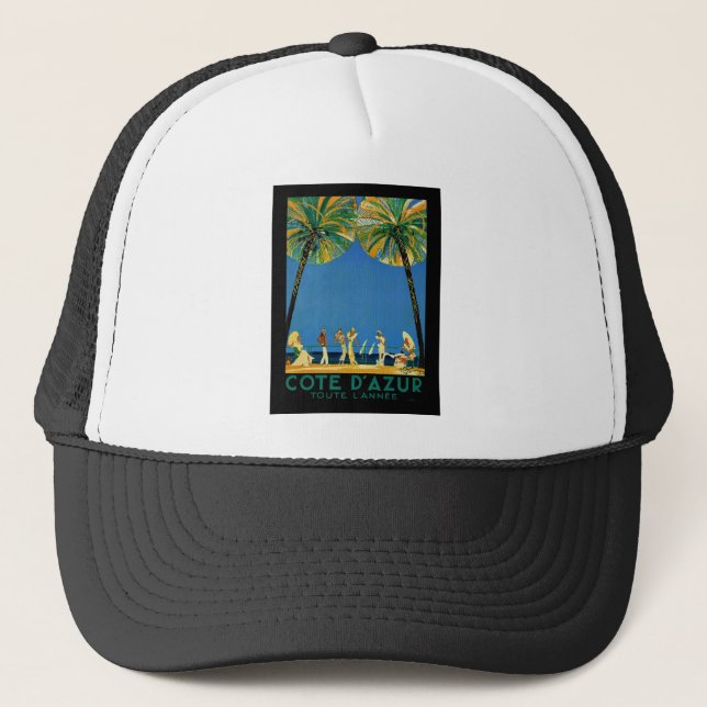 Vintage Cote D'Azur French Travel Trucker Hat (Front)