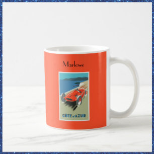 Vintage Cote d'Azur Race Car Travel Poster Coffee  Mug