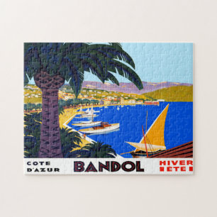 Vintage Cote D'Azur Travel Illustration Jigsaw Puzzle