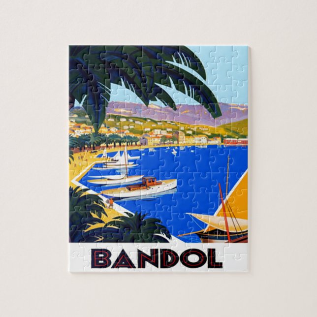 Vintage Cote D'Azur Travel Illustration Jigsaw Puzzle (Vertical)