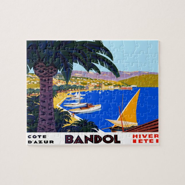 Vintage Cote D'Azur Travel Jigsaw Puzzle (Horizontal)