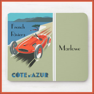 Vintage Cote d'Azur Travel Poster Mouse Mat