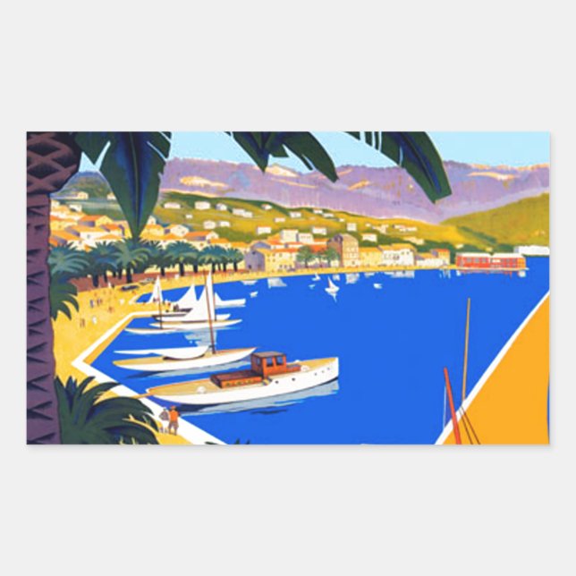 Vintage Cote D'Azur Travel Rectangular Sticker (Front)