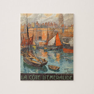 Vintage Cote d'Emeraude Saint Malo Port Jigsaw Puzzle