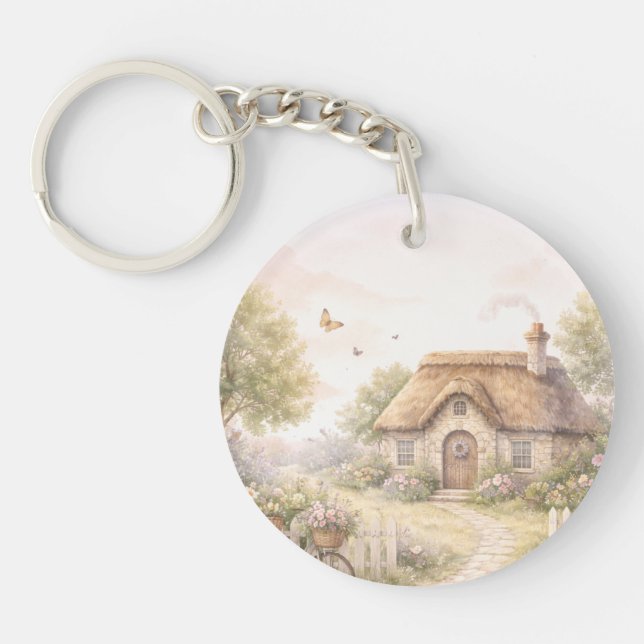 Vintage Cottage Acrylic Keychain (Front)