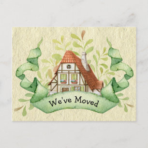 Vintage Cottage Change of Address Announcement Postcard
