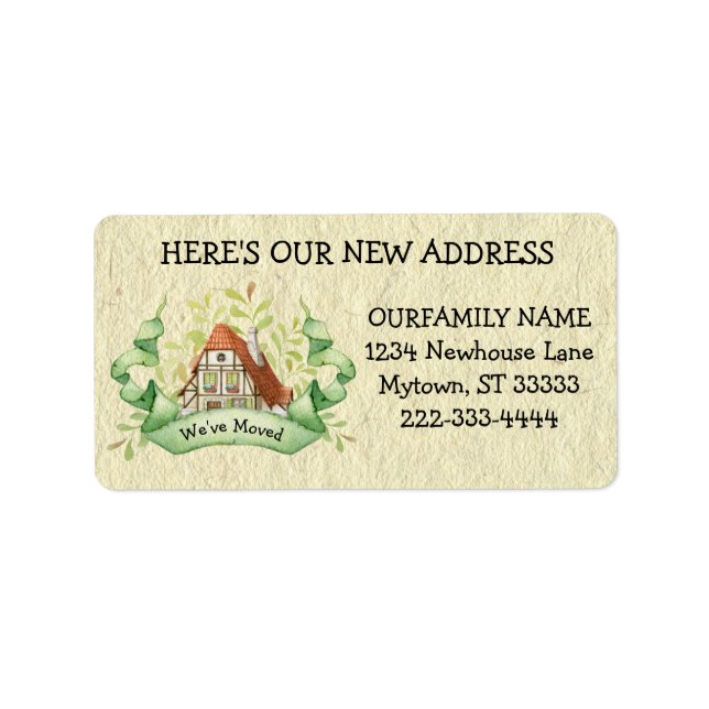 Vintage Cottage Change of Address Label (Front)