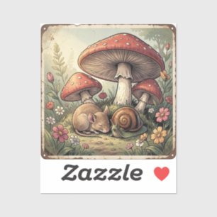 Vintage Cottage Core Mushrooms and Wildlife