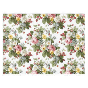 Vintage Cottage Floral Bouquet Pattern Tablecloth