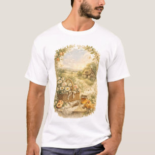 Vintage Cottage Floral Landscape T-Shirt Rustic