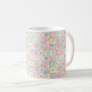 Vintage Cottage Floral Patchwork Gingham Pastel Coffee Mug