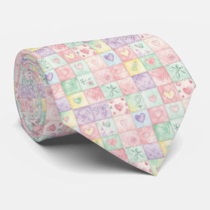 Vintage Cottage Floral Patchwork Gingham Pastel Tie