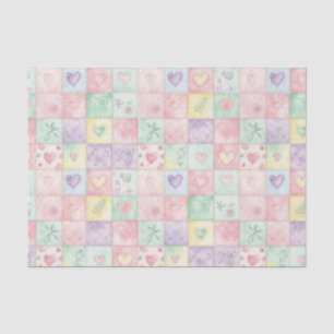 Vintage Cottage Floral Patchwork Gingham Pastel Tissue Paper