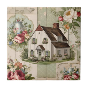 Vintage Cottage Floral Tile