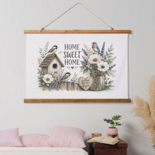 Vintage Cottage Garden Artwork Hanging Tapestry