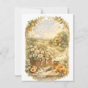 Vintage Cottage Garden Greeting Card   Rustic Flor