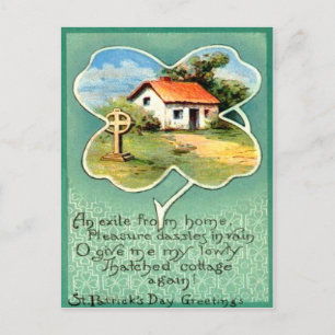 Vintage Cottage Irish Cross St Patrick's Day Card