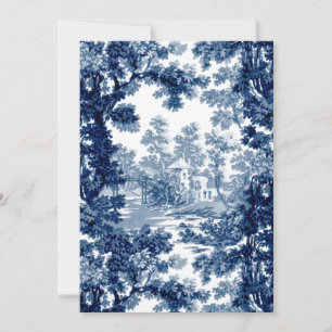 Vintage Cottage Landscape Toile-Blue & White Thank You Card