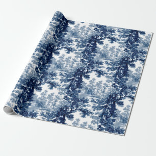 Vintage Cottage Landscape Toile-Blue & White Wrapping Paper