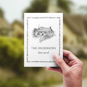 Vintage Cottage Minimalistic Moving Announcement Postcard