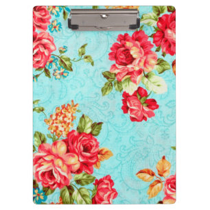 Vintage Cottage Red Rose Floral Clipboard