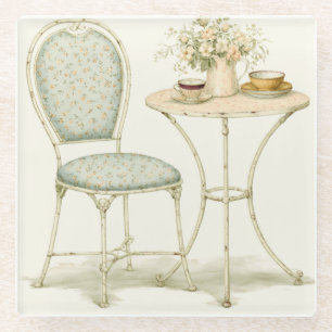 Vintage Cottage Tea Table Glass Coaster