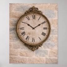 Vintage Cottage Wall Clock Art Print