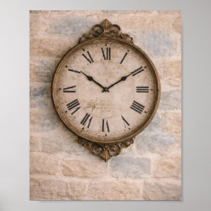 Vintage Cottage Wall Clock Art Print