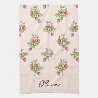 Vintage Cottagecore Aesthetic Berries and Blooms Tea Towel