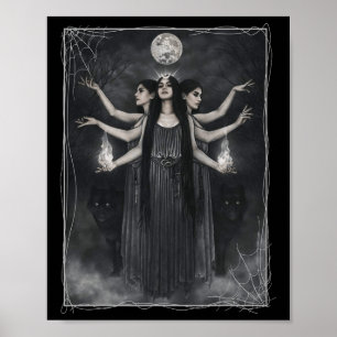 Vintage Cottagecore Aesthetic Witches Werewolves M Poster