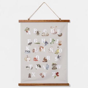 Vintage Cottagecore Alphabet Hanging Tapestry
