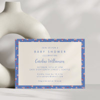 Vintage Cottagecore Blue Red Floral Baby Shower