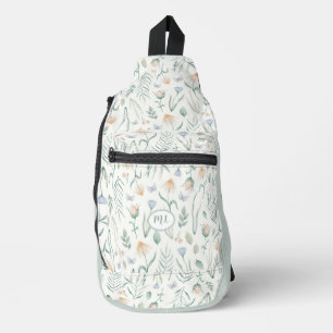 Vintage Cottagecore Botanical Herbarium Monogram Sling Bag