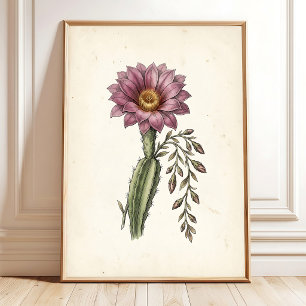 Vintage Cottagecore Cactus Art Print