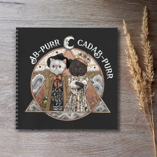 Vintage Cottagecore Cat Witches Halloween  Notebook