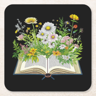 Vintage Cottagecore design with wildflowers Square Paper Coaster
